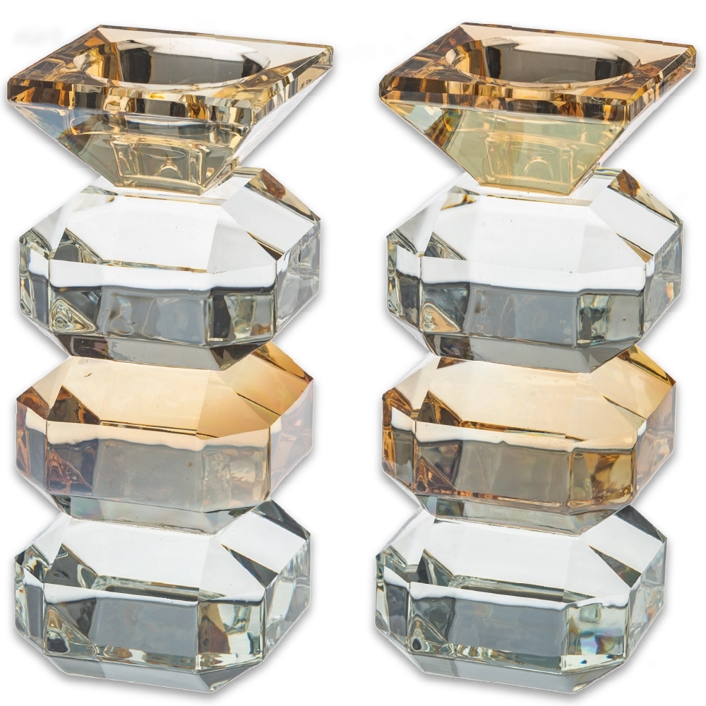 Pair of Crystal Elegant Candlesticks 14.5 cm