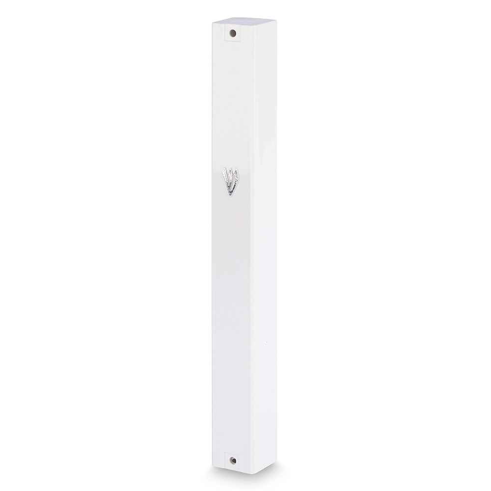 White Plastic Mezuzah with Rubber Cork 15 cm