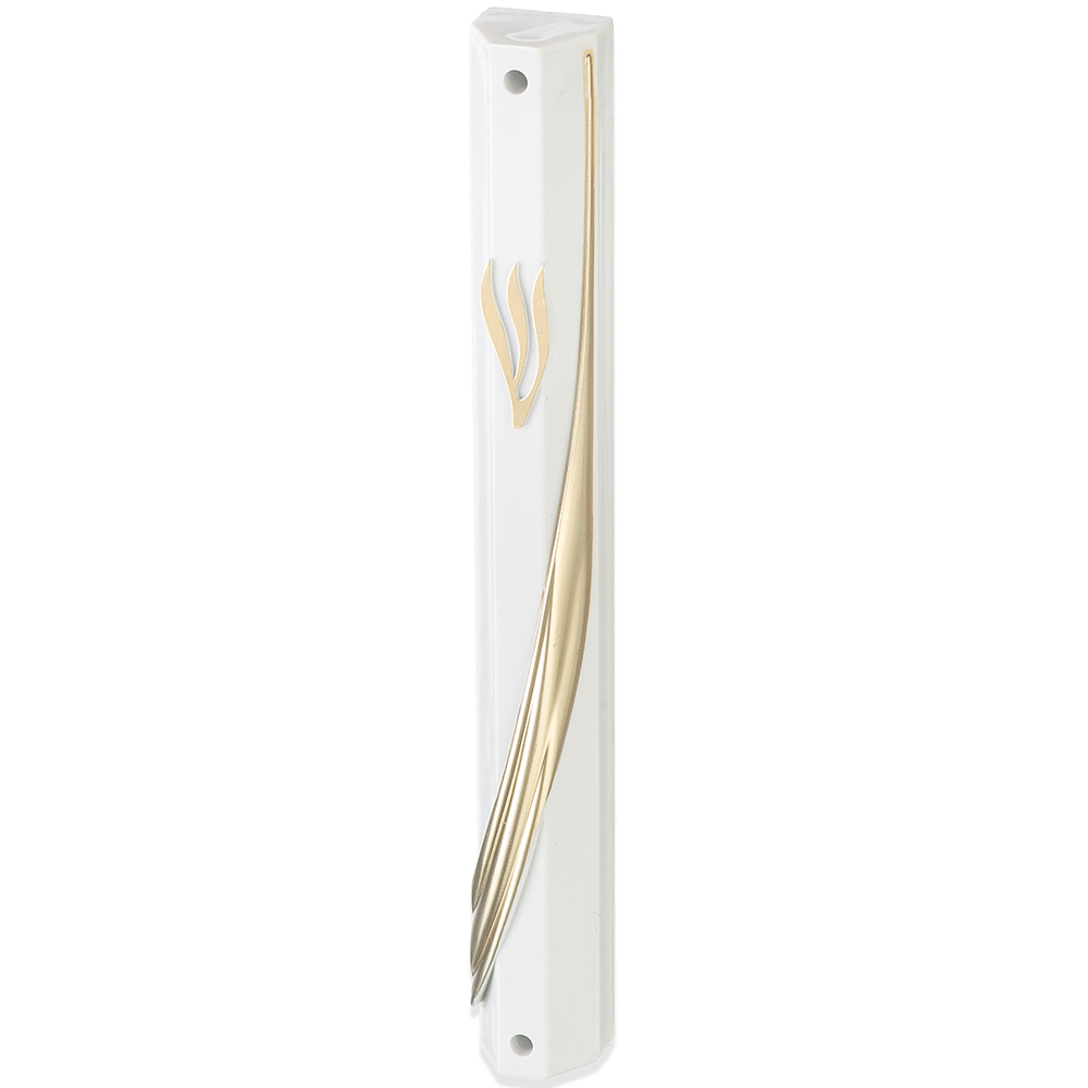 Plastic White Mezuzah with Rubber Cork 12 cm