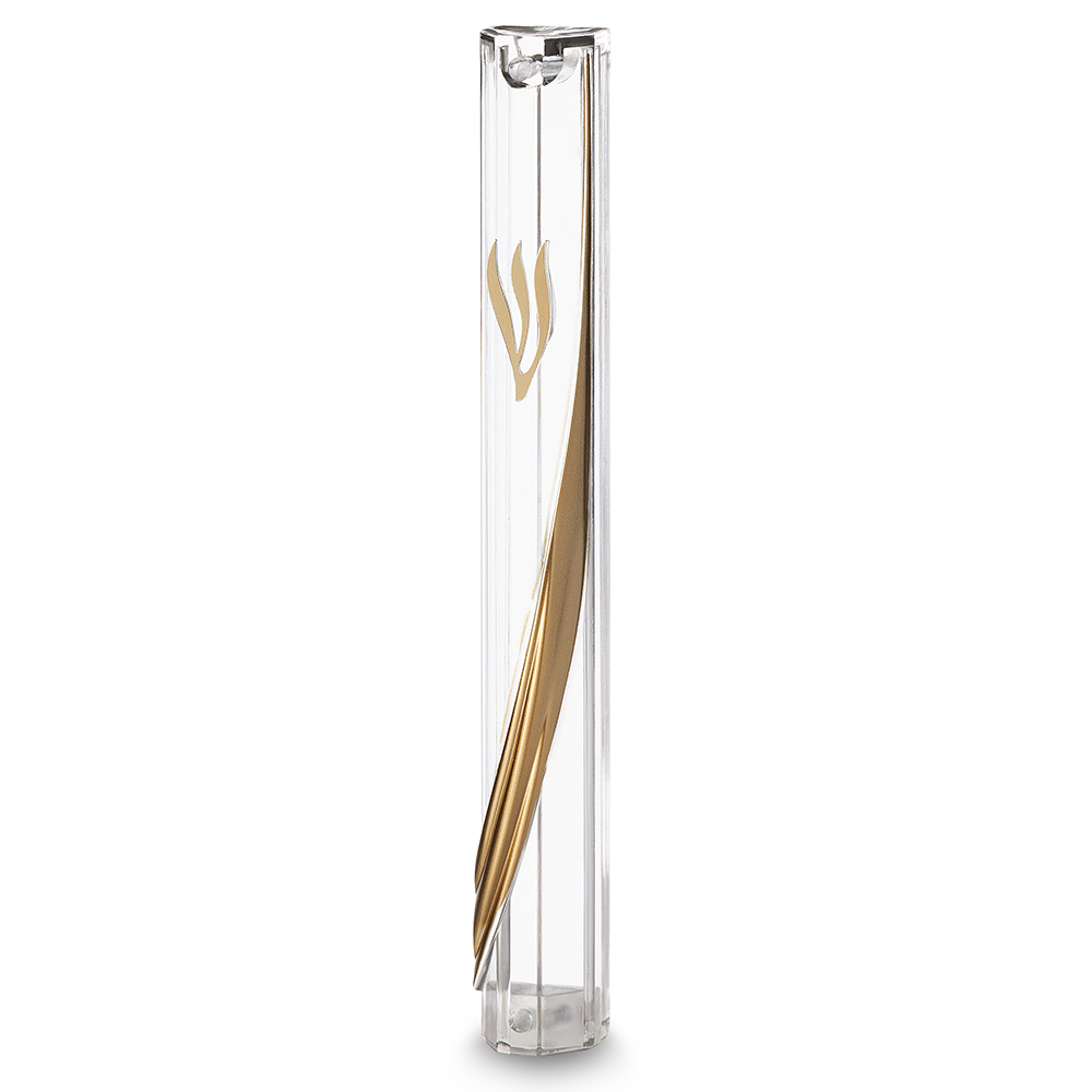 Plastic Clear Mezuzah with Rubber Cork 15 cm