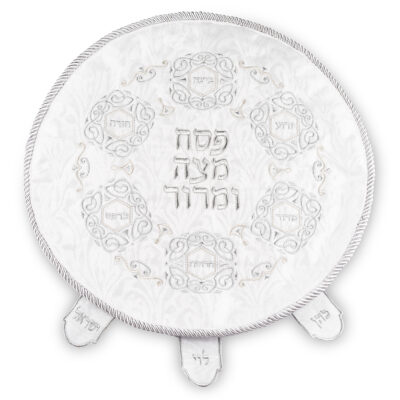 כיסוי פסח ברוקט 45 ס"מ, עם רקמה - כסף