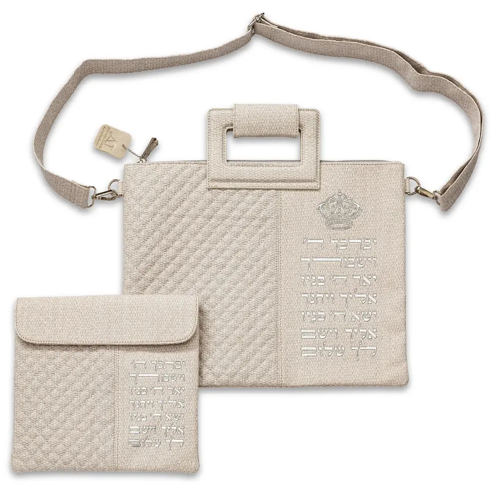 Faux Leather Talit - Tefilin Set 36*29 cm with Bold Embroidery