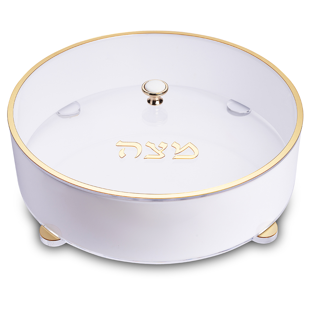 Round Lucite Matzah Box with Glitter 40 cm