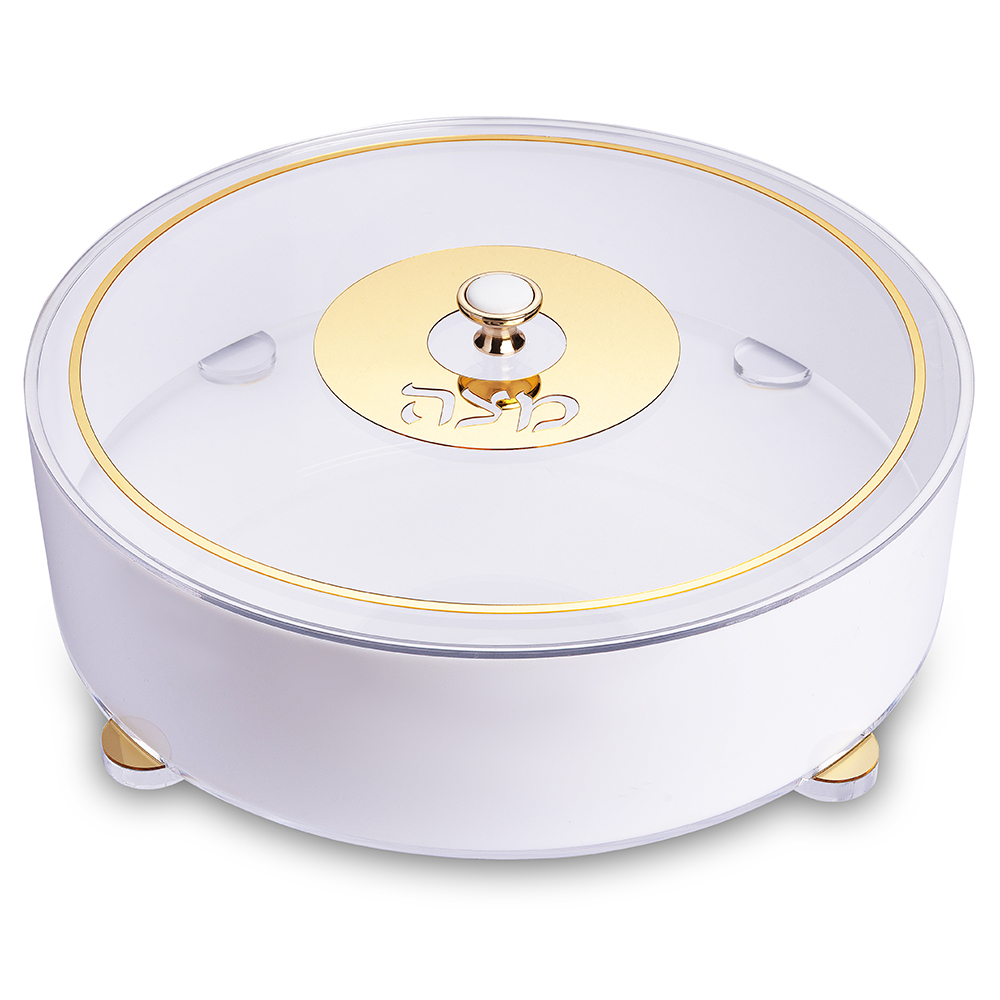 Round Lucite Matzah Box with Glitter 40 cm