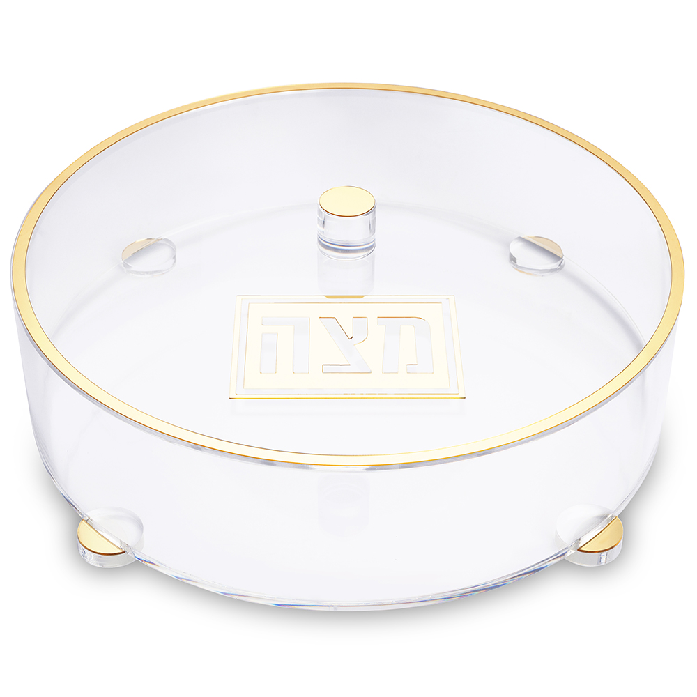 Round Lucite Matzah Box with Glitter 40 cm