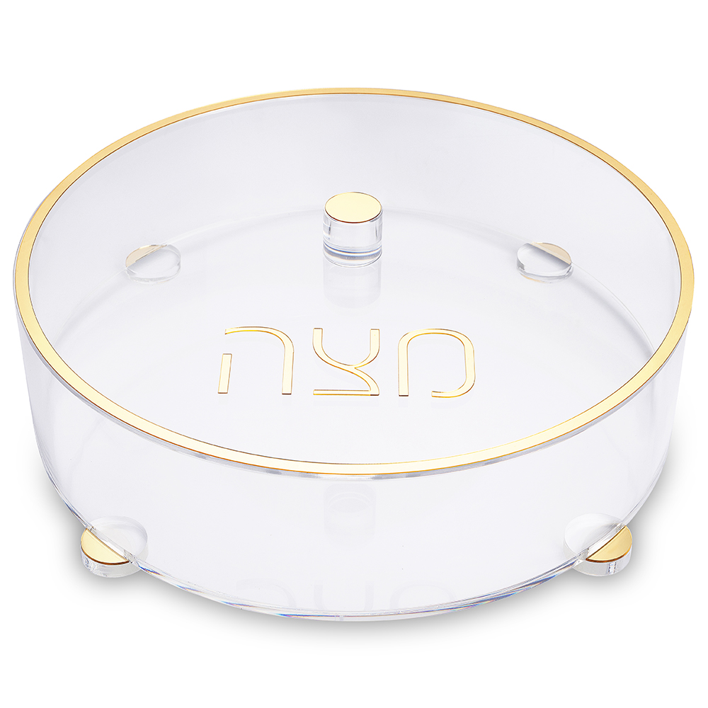 Round Lucite Matzah Box with Glitter 40 cm