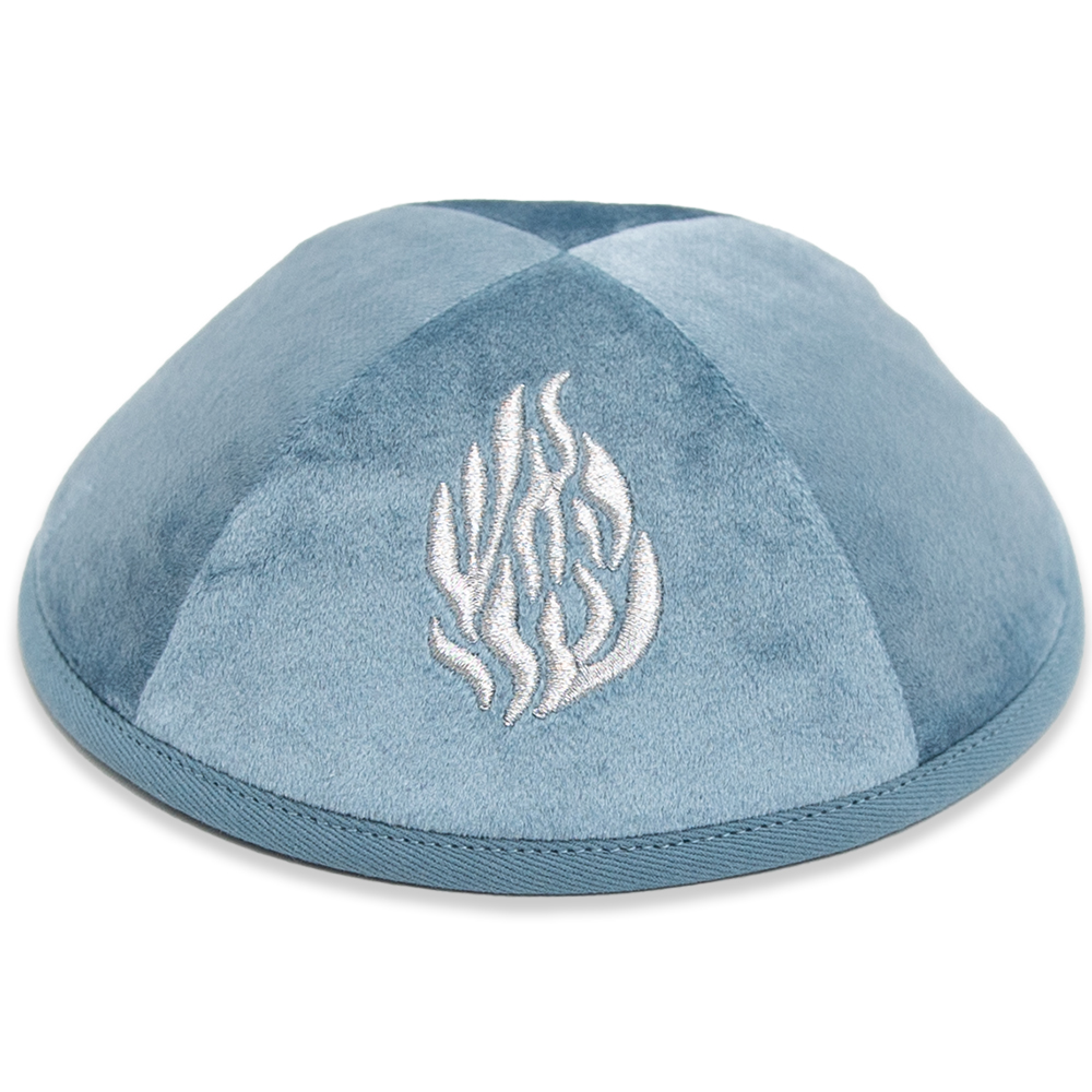 Velvet Kippah "art-man"  with Embroidery Size 3- Blue