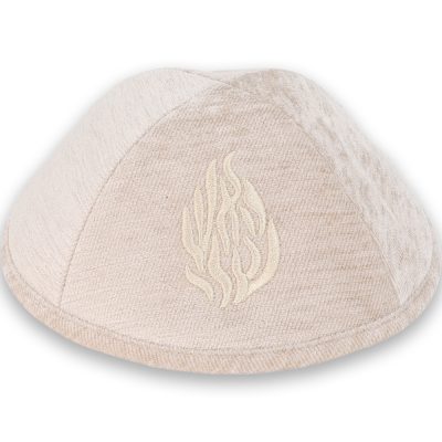 Fabric Kippah "Art-man" with Embroidery Size 4- Off-white