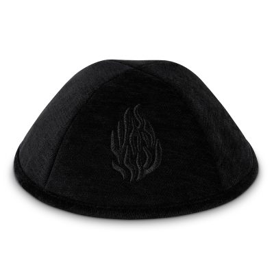 Fabric Kippah "Art-man" with Embroidery Size 4- Black