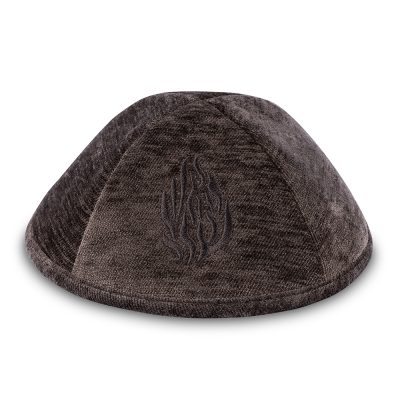 Fabric Kippah "Art-man" with Embroidery Size 4- Dark Gray