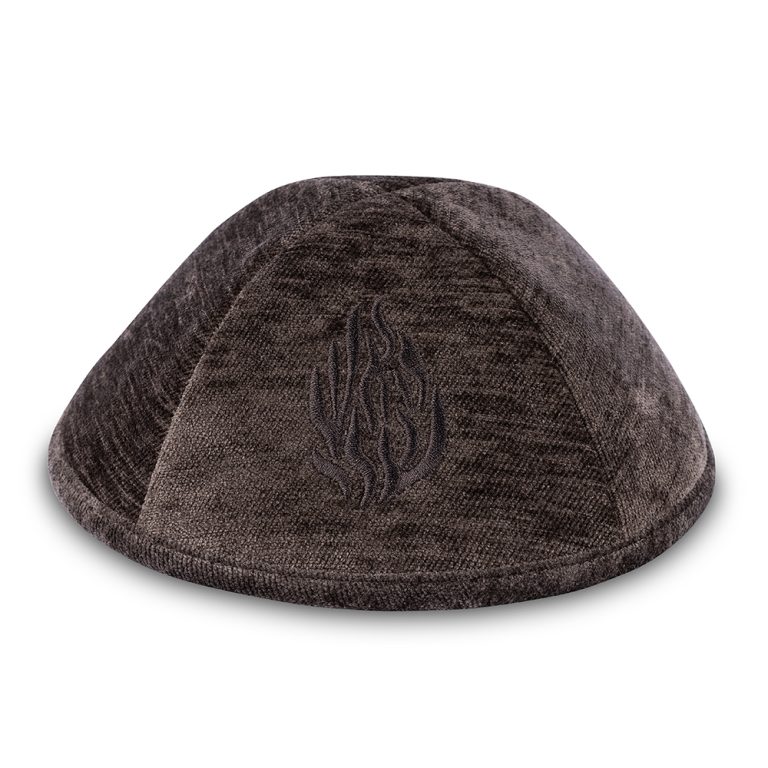 Fabric Kippah "Art-man" with Embroidery Size 4- Dark Gray