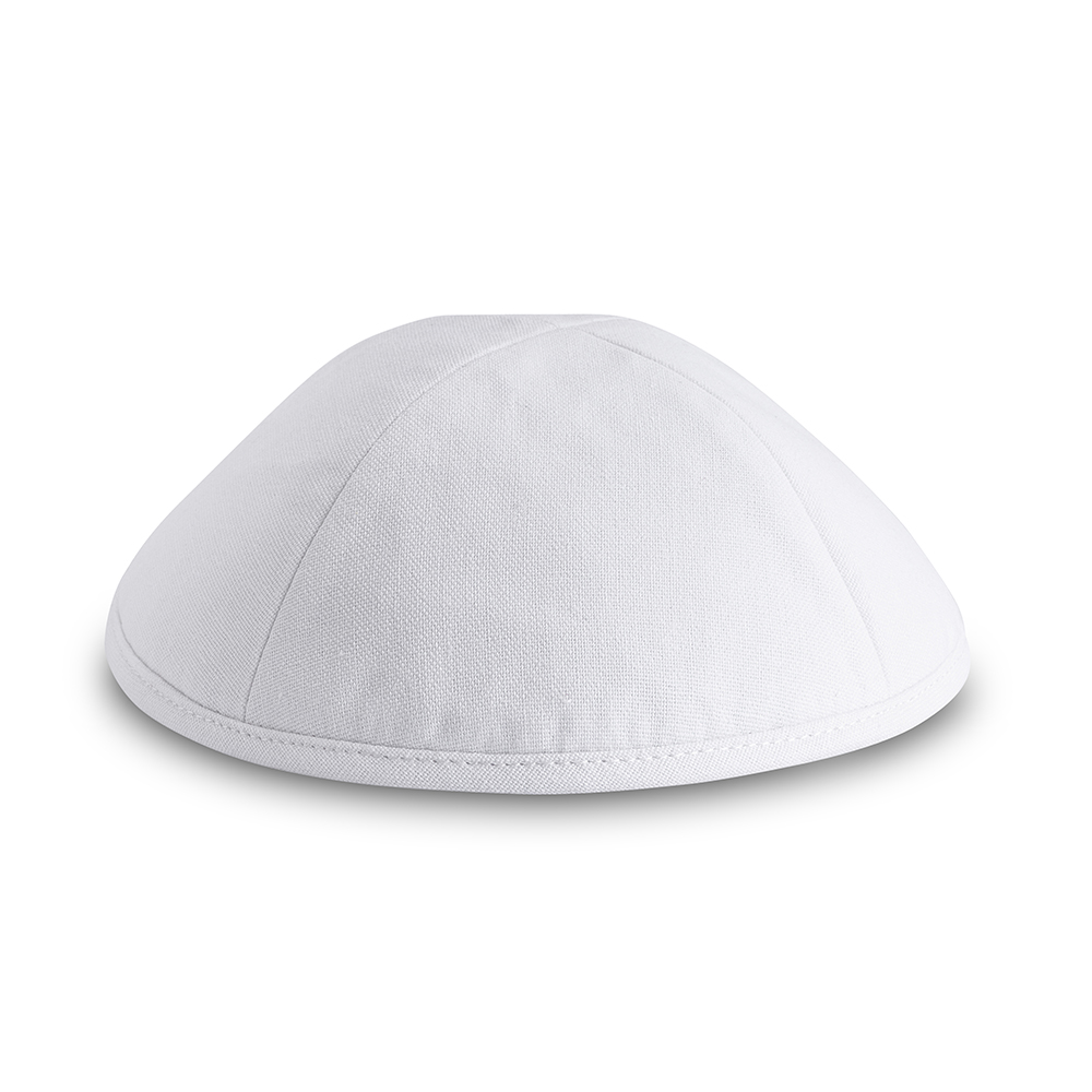 Linen Artman Kippah 20 cm- White