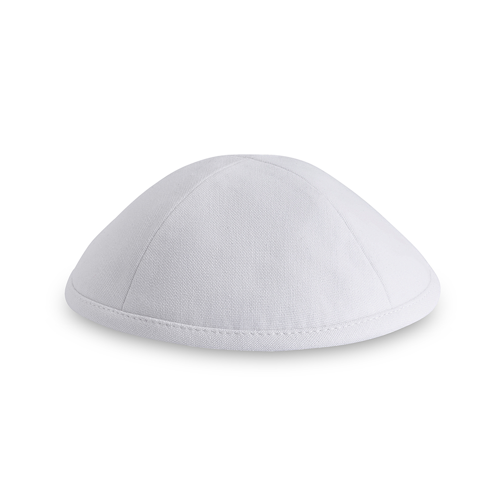 Linen Artman Kippah 18 cm- White