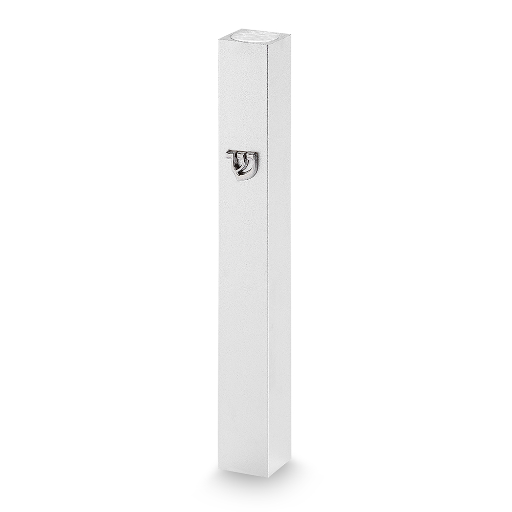 Aluminum Mezuzah 7 cm - Matte Silver with Silver Shin