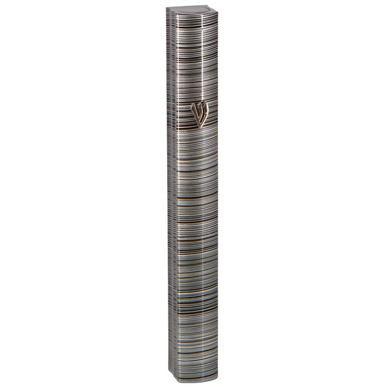 Aluminum Mezuzah 12 cm 3d Metal Painted - Gray Stripes - Matte