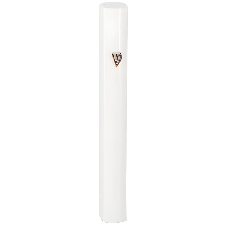Aluminum Mezuzah 12cm-with Metal White Shin
