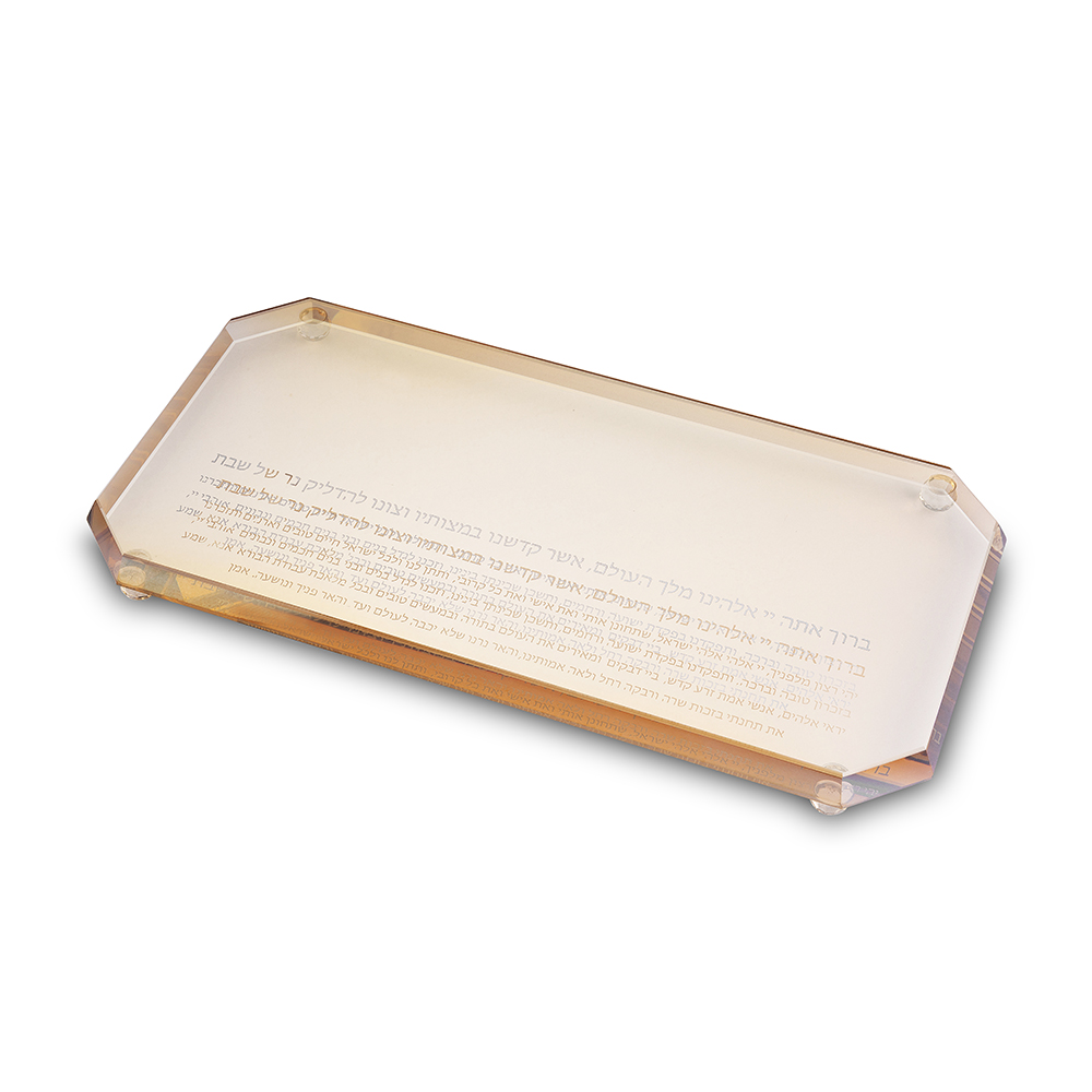 Crystal Tray for Candle Holders 36x18 cm - Gold