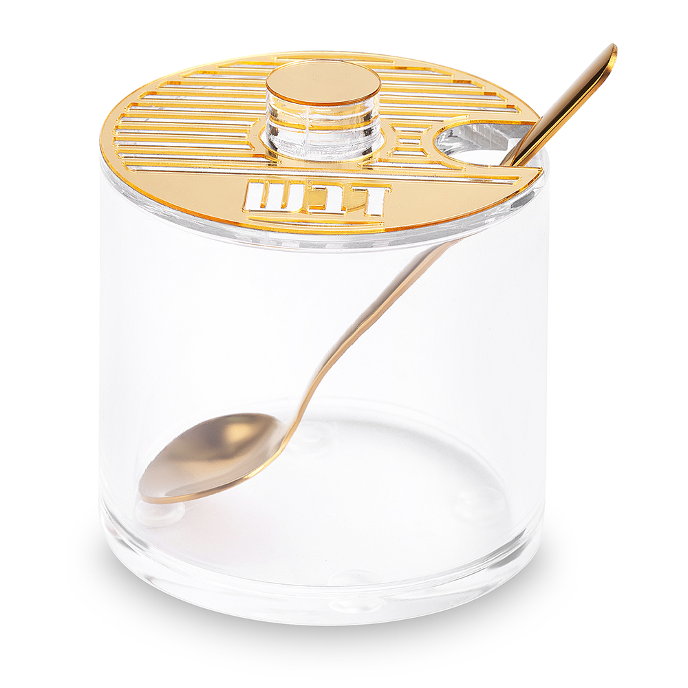 Lucite Honey Dish 7.6*7 cm- Golden Stripes