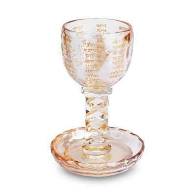 Crystal Kiddush Cup 16 cm Contain 100ml // 3.4oz - Gold