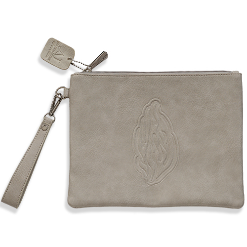Leatherette Tefilin Clutch Bag with Embossed Logo 26.5x20.5cm - Concrete Grey