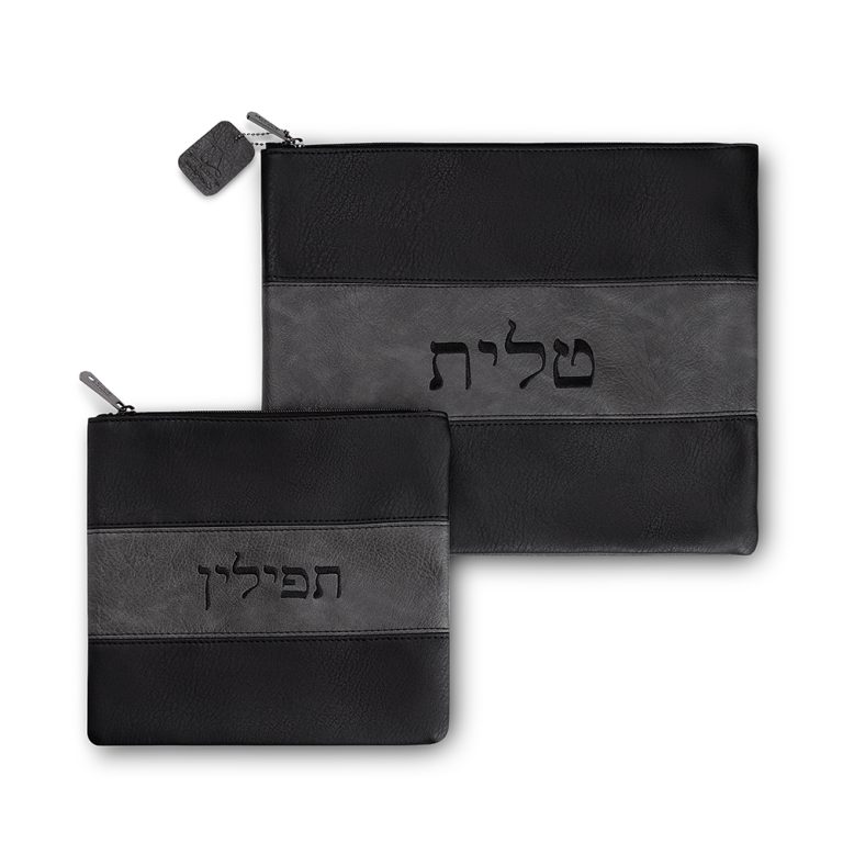 טלית ותפילין מעור סינטטי - סט 36*29 ס"מ עם רקמה