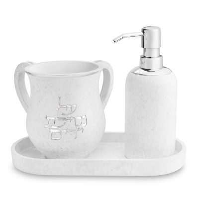Polymer Set of Washing Cup & Soap Dispenser & Tray