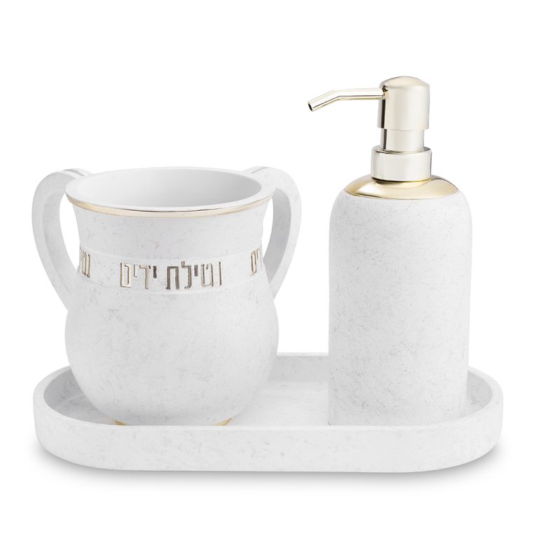 Polymer Set of Washing Cup & Soap Dispenser & Tray