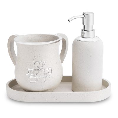 Polymer Set of Washing Cup & Soap Dispenser & Tray
