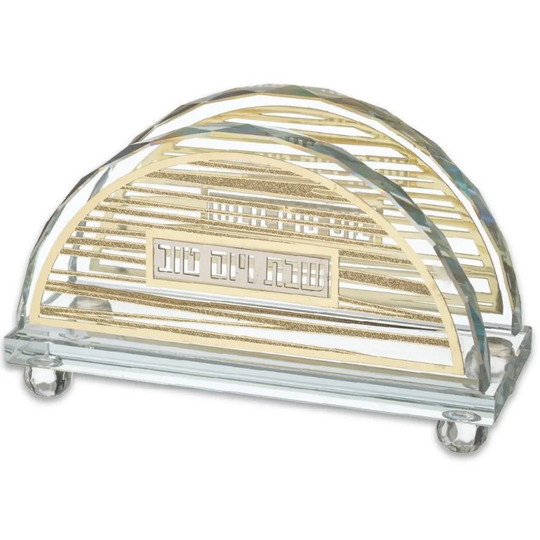 Crystal Napkin Holder with Metal Plate 15.5*10 cm - Striped