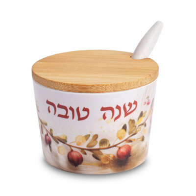 צלחת דבש מבמבוק "שנה טובה" - 6.5 ס"מ