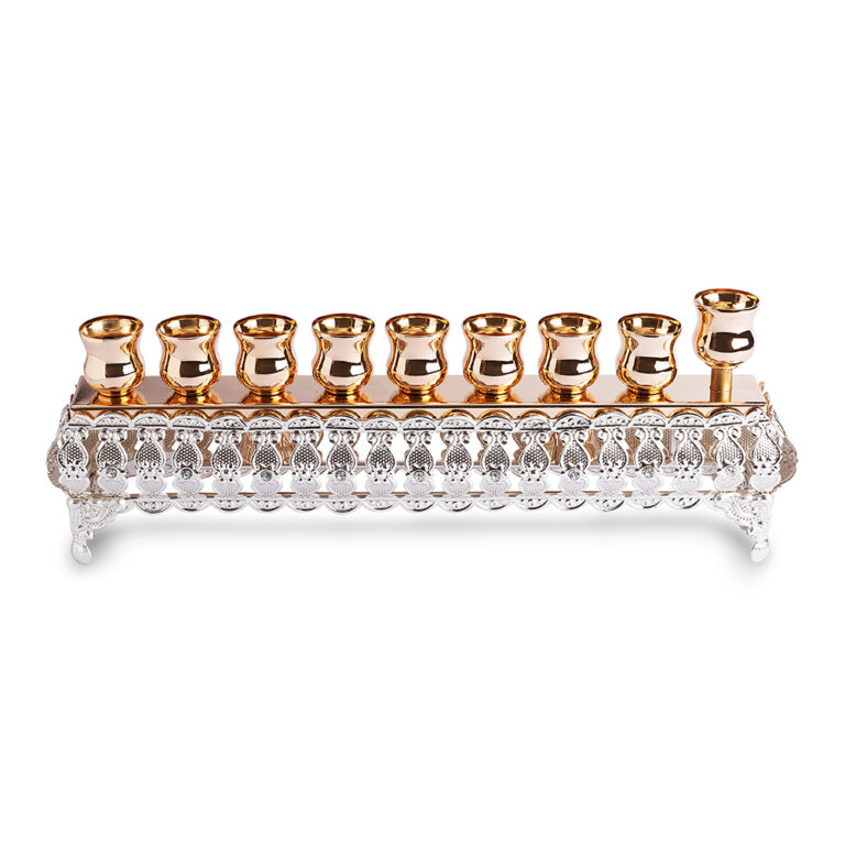 Flip Top Metal Menorah 10*28 cm - Gold Finish